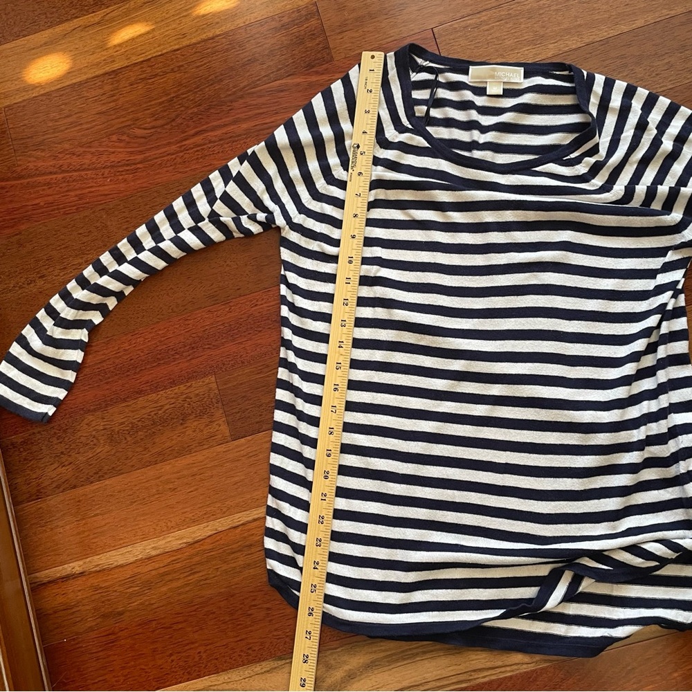 Michael Kors Navy and White Striped Long Sleeve Top - Picture 7 of 7